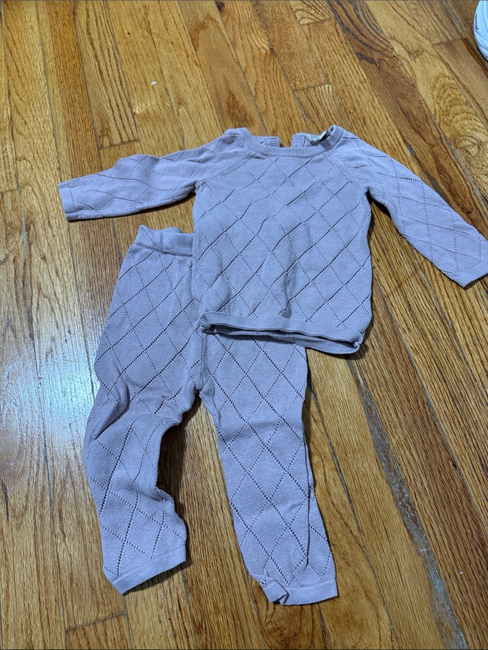Maniere toddler girl pink knit set mauve
